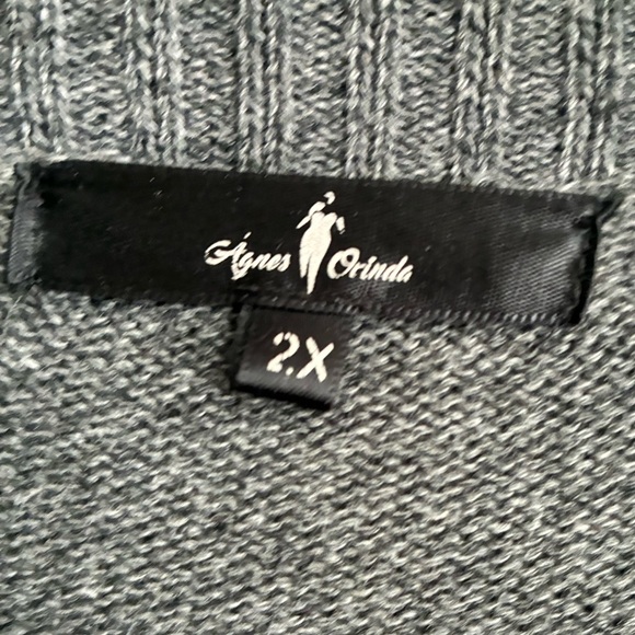 Agnes Orinda Gray Women's Plus Size Long Sleeve Open Front Sweater Cardigan 2X - Picture 8 of 10